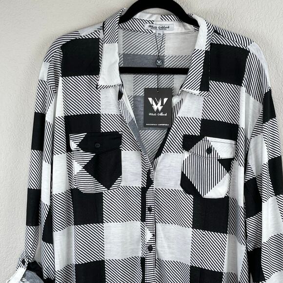 White Mark Red Black Bundle 2 Plaid Button Up Tunic Top Shirts Plus 3X NWT - Picture 8 of 16